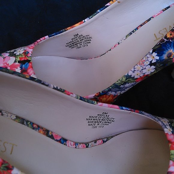 Nine West Floral Pumps Stilettos "Flax" SZ 8M - Picture 7 of 8